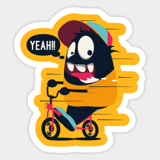 Monster Riding Bike Sticker